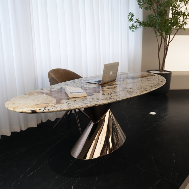 デザイナーズ天然大理石ダイニングテーブル エレガントベージュ天板が