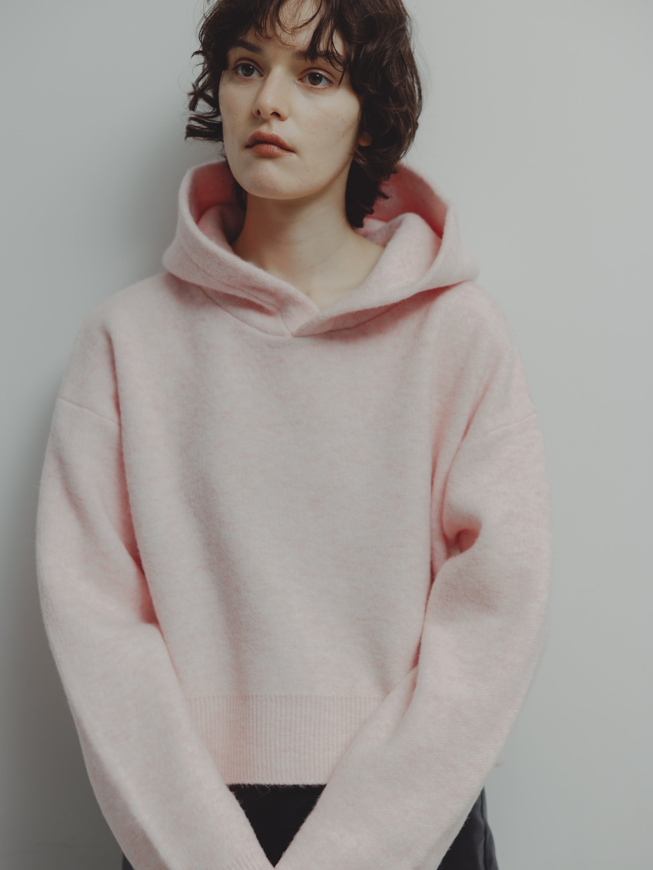 SHORT KNIT HOODIE/PINK – MYNE