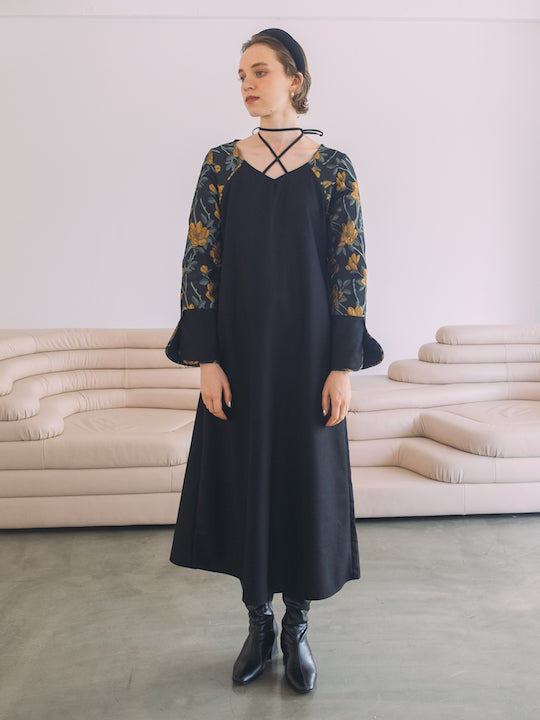 Cross Neck Jacquard Dress – MARTE