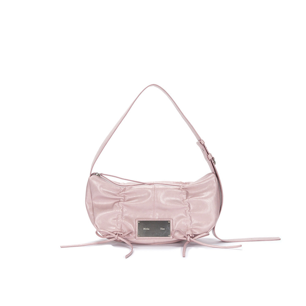 HALF SHIRRING RIBBON ROUND BAG IN PINK – Matin Kim