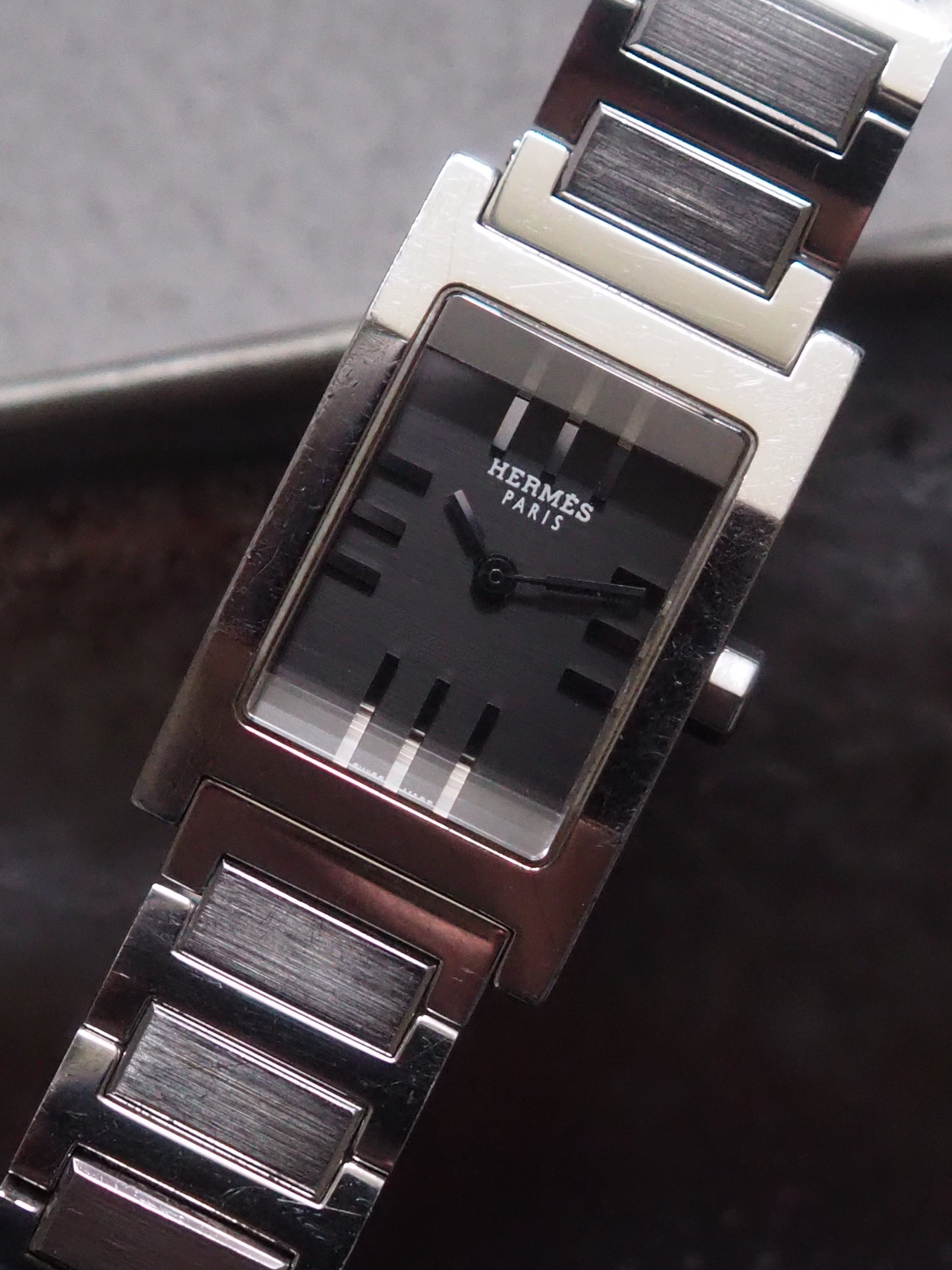 HERMES エルメス タンデム ウォッチ 腕時計 グレー 文字盤 シルバー