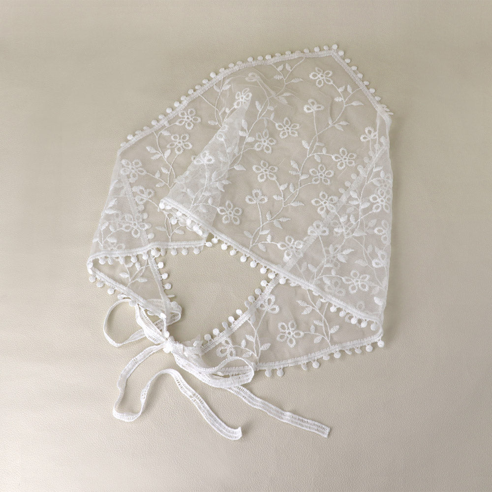 ヘッドドレス チュール 刺繍 フラワー 花 ボタニカル 柄 ヘッド