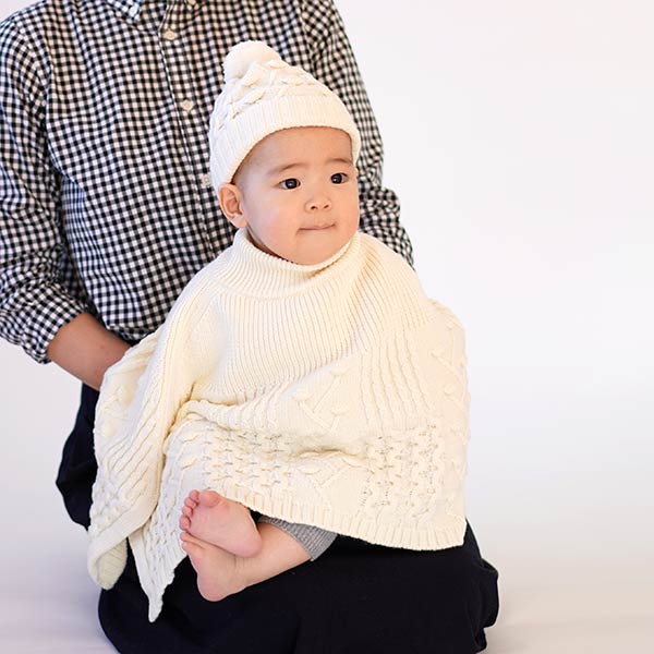 ウインザーオパール アラン柄ポンチョ（オフ白）