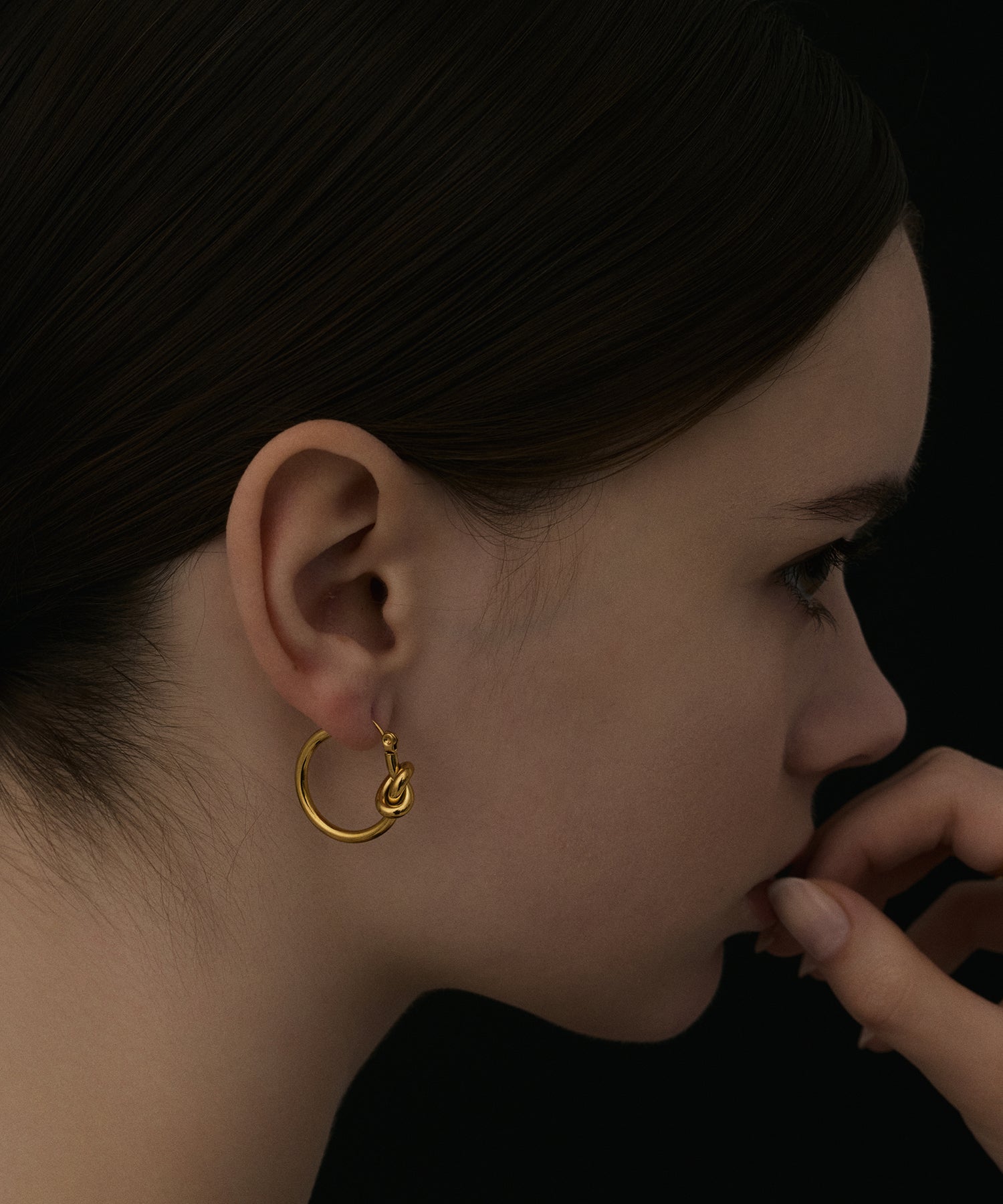 ゴールド]ノットフープピアス