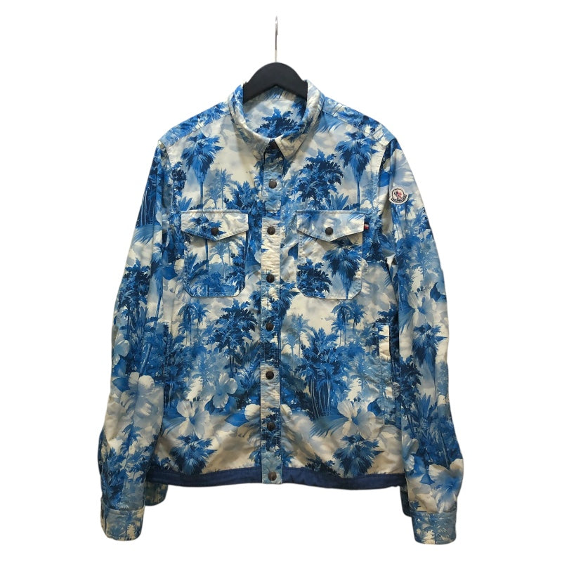 モンクレール MONCLER TRIONPHE ボタニカル柄ブルゾン ブルー ナイロン