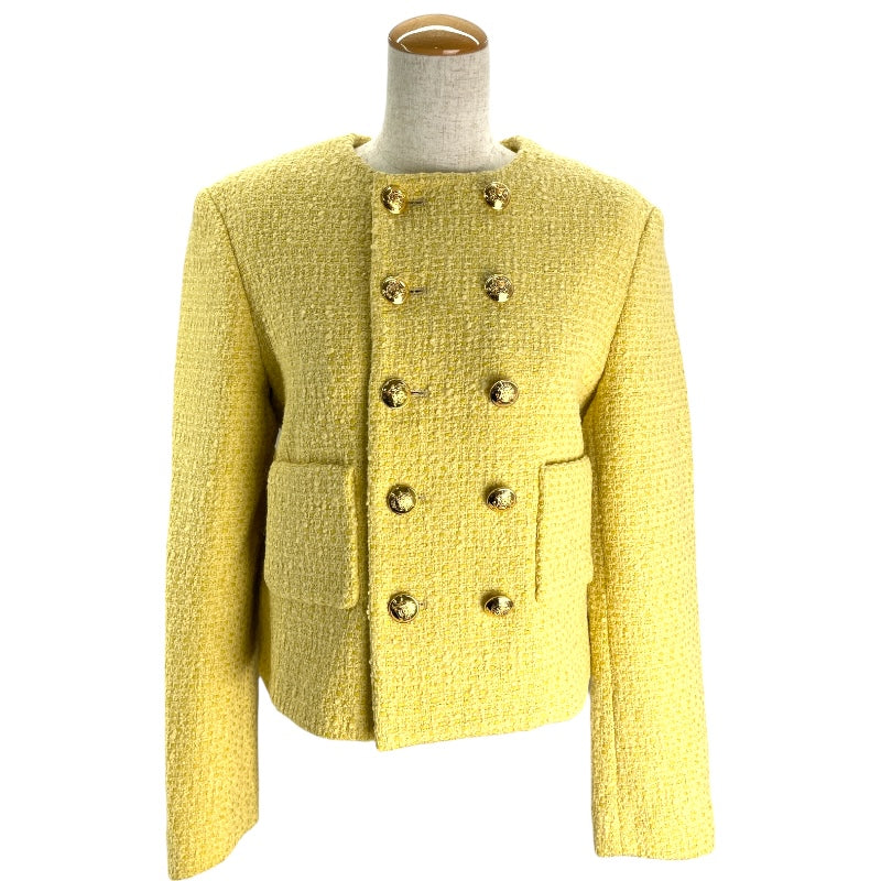 セリーヌ CELINE ノーカラーツイードジャケット 2V83C764L イエロー