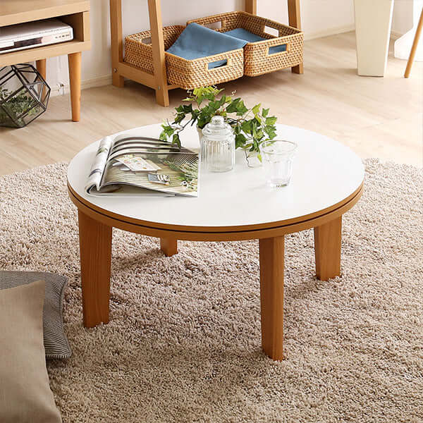 こたつ 丸型 小さめ 70cm おしゃれ 一人暮らし テーブル 白 - flatoo