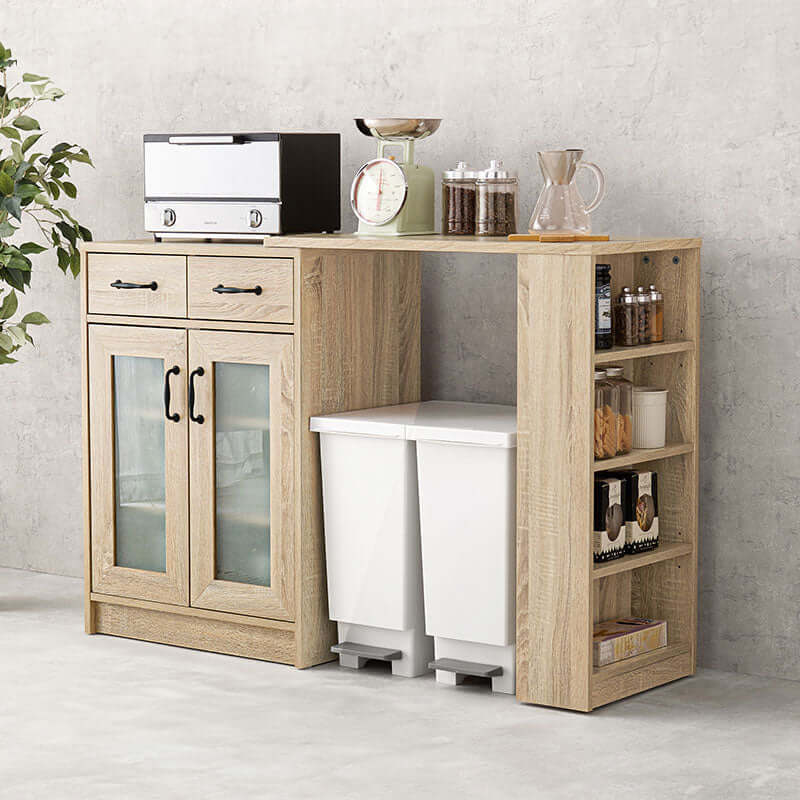 キッチンキャビネット 伸縮 カウンター 幅80 奥行40 - flatoo