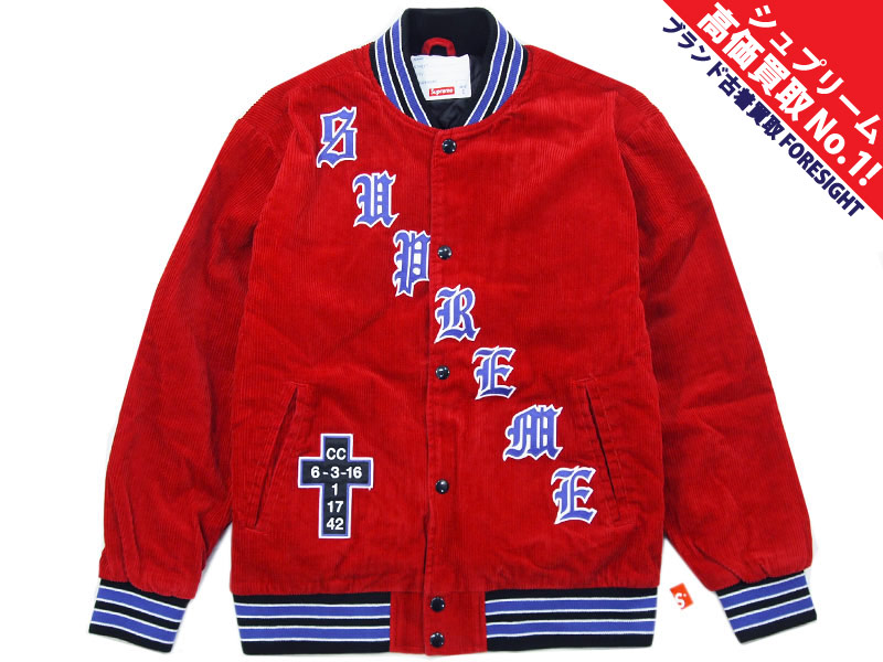 Supreme 'Old English Corduroy Varsity Jacket'コーデュロイ バー