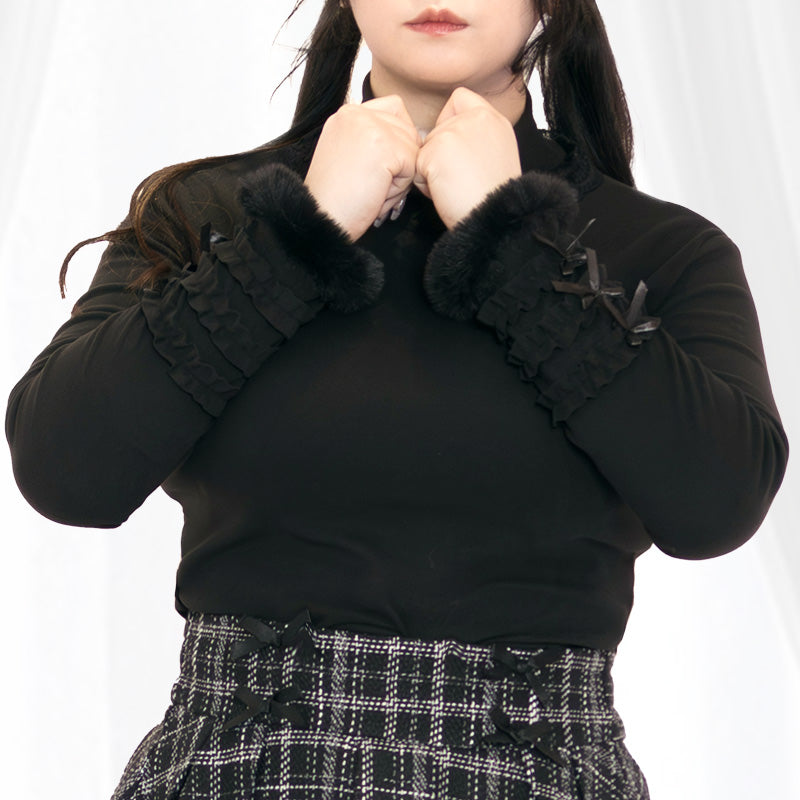 大きいサイズ レディース｜ブラックシュガーレースの ふわ袖ファー