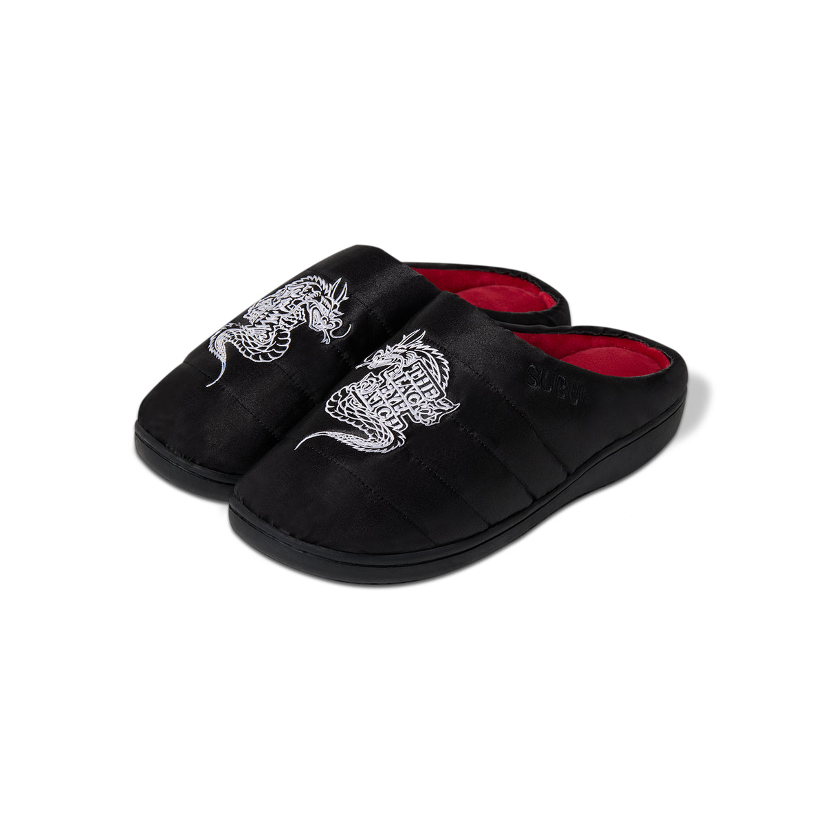 SATIN DRAGON SUBU SANDALS BLACK – BlackEyePatch