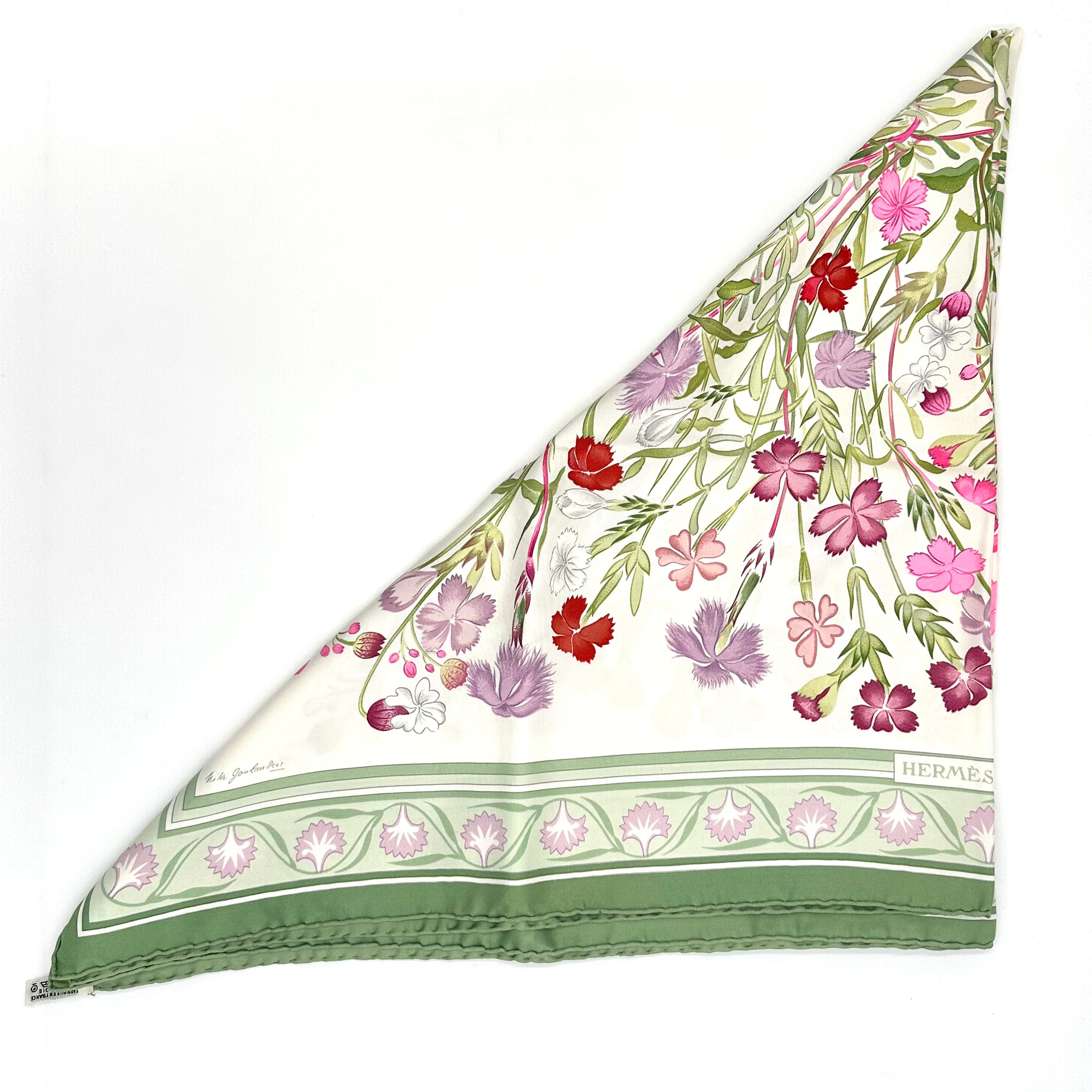 エルメス HERMES カレ90 野生のカーネーション ナデシコ シルク