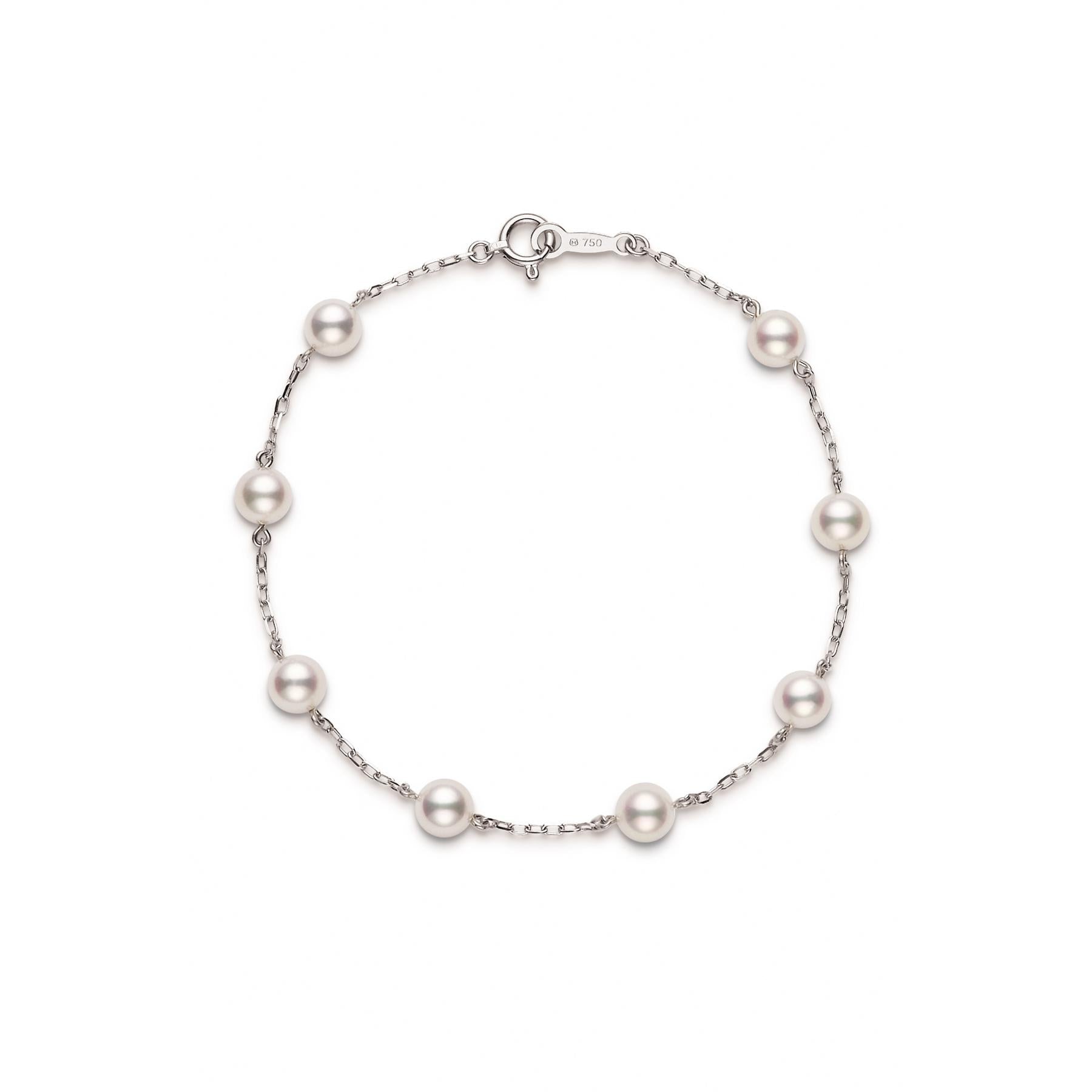 Mikimoto 18k White Gold Pearl Station Bracelet – Brown & Company