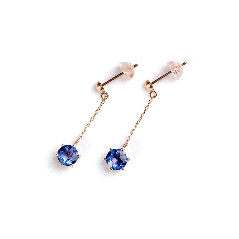 カラーチェンジフローライト 6本爪ぶら下がりピアス レディース K10 10金