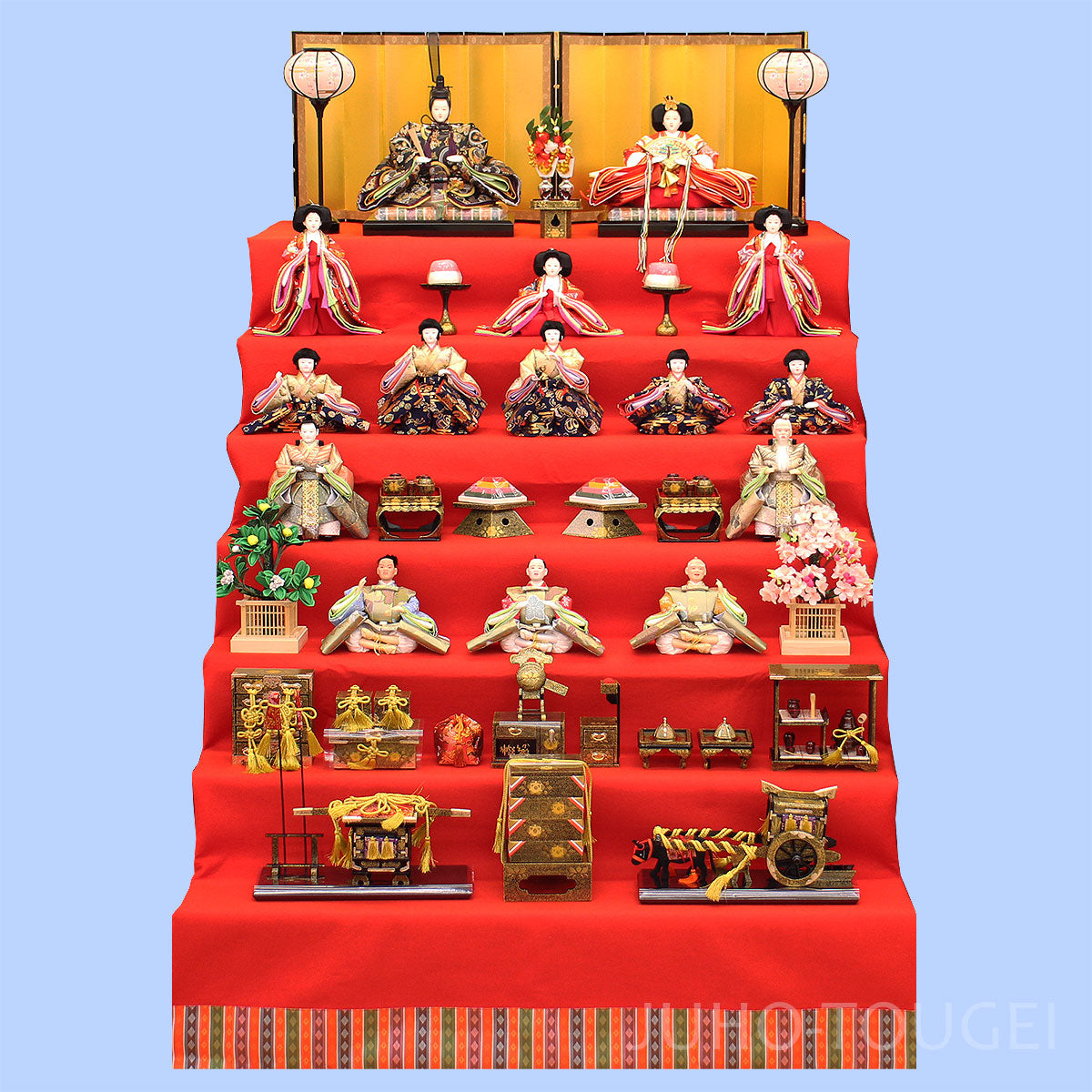 雛人形七段飾り105cm幅 十番十五人 – 寿鳳人形の東芸