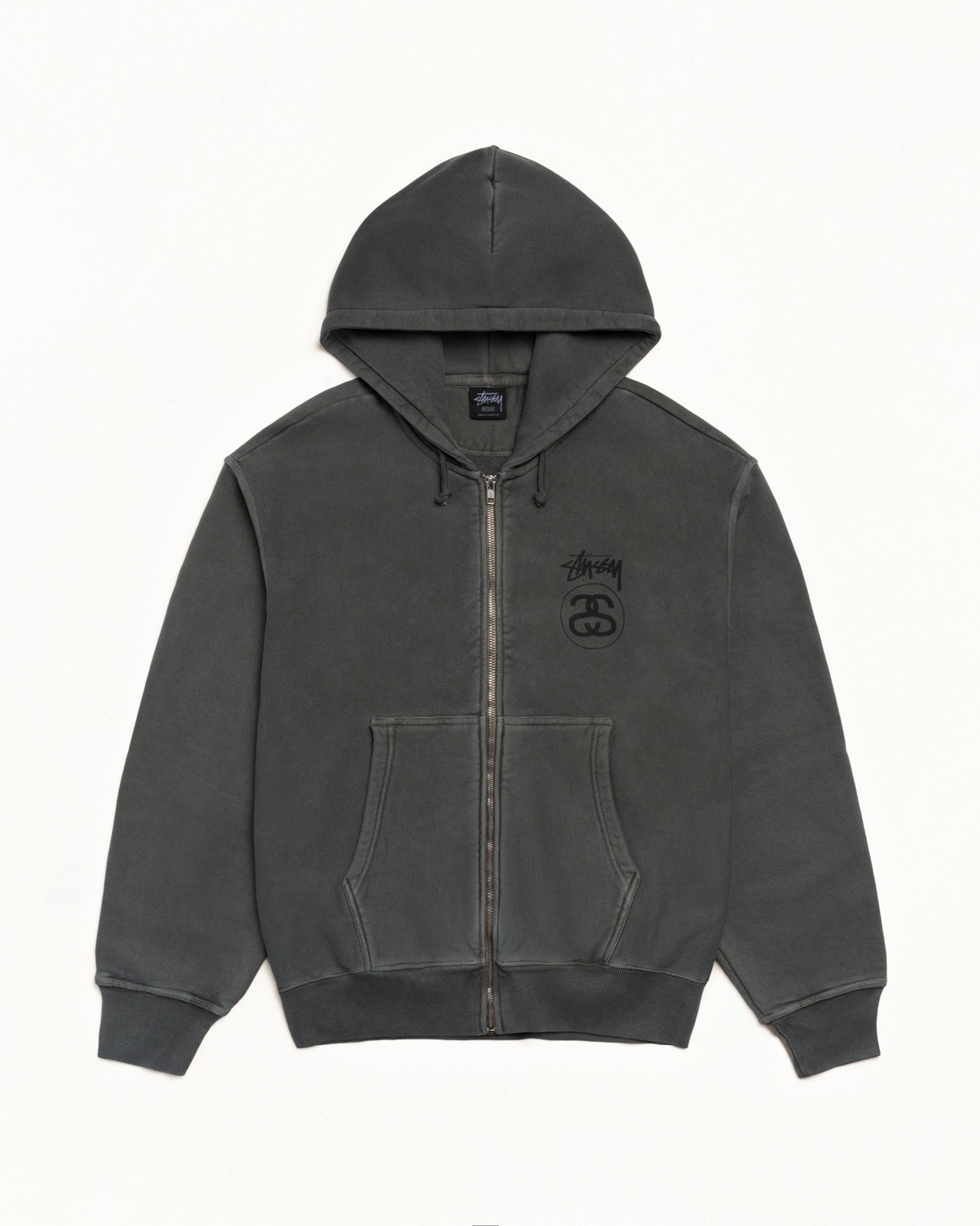 Stock Link Zip Hoodie Pigment Dyed – Black | Sweats | Stüssy Japan