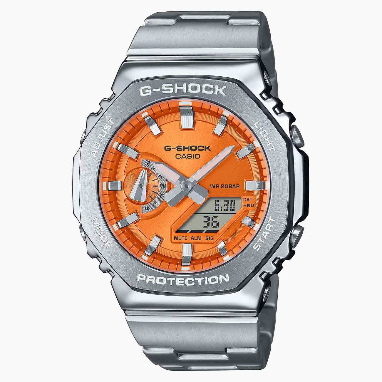 G-Shock G-Steel Orange Dial Watch with Stainless Steel Strap