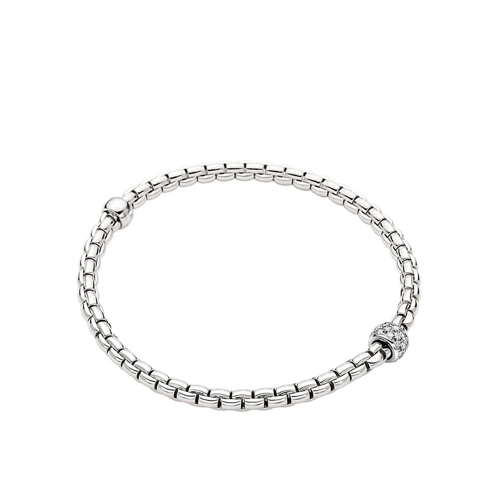 Fope Eka Tiny Flex It 18K White Gold and Diamond Rondel Bracelet