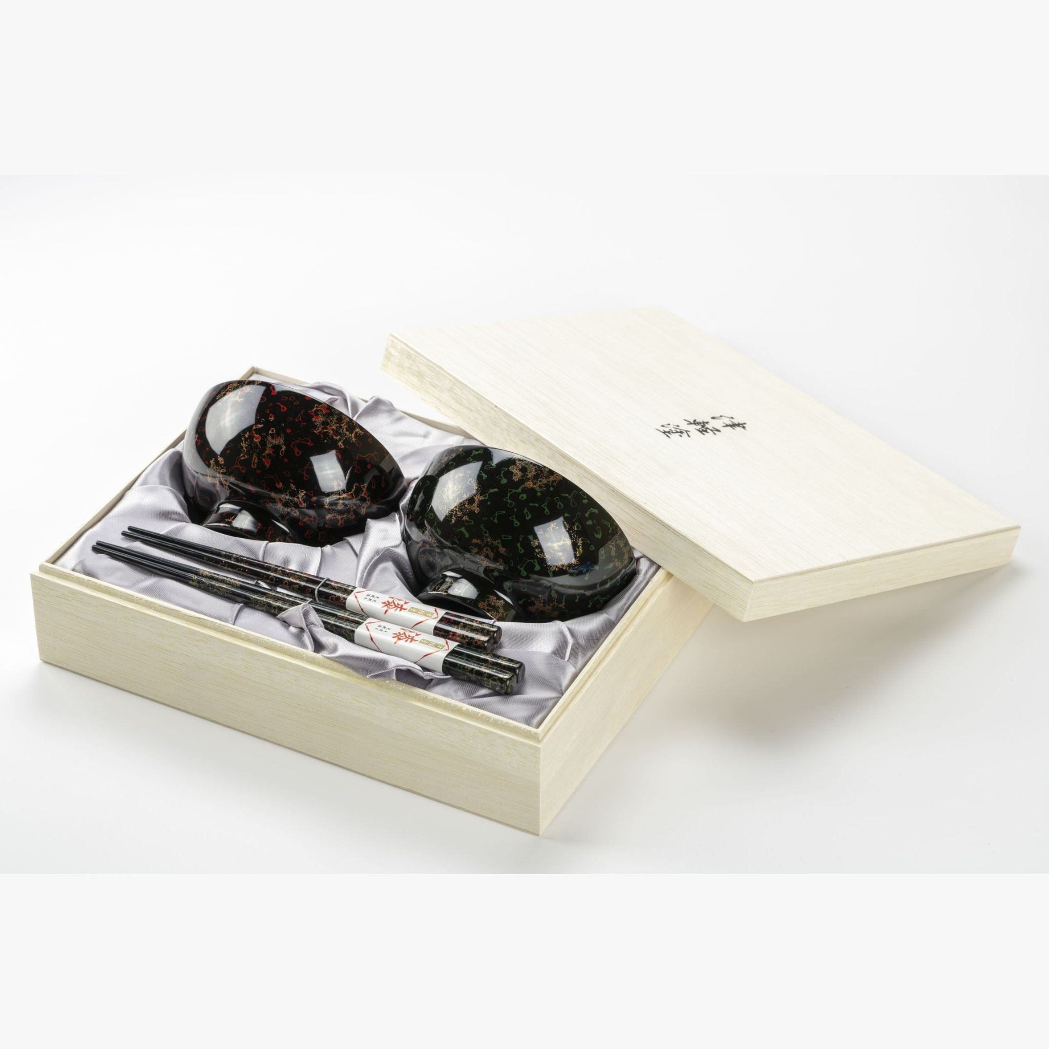 津軽塗 | 夫婦汁椀・箸セット 唐塗 | 梨黒 | 小林漆器