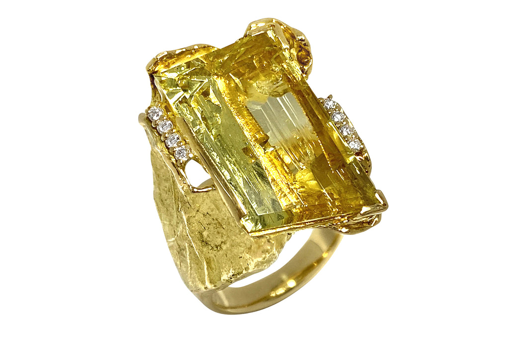 昭和ジュエリー18金合成ベリルリングイエロー9号