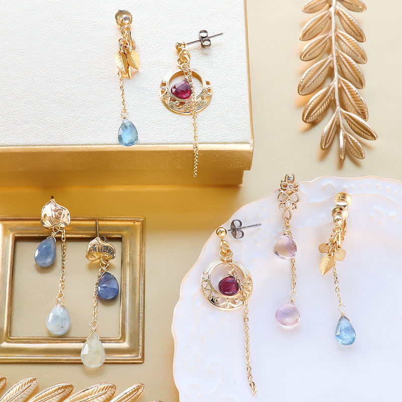 レシピNo.KR1303 天然石カスタムパーツのイヤーアクセサリー4種 – 貴和