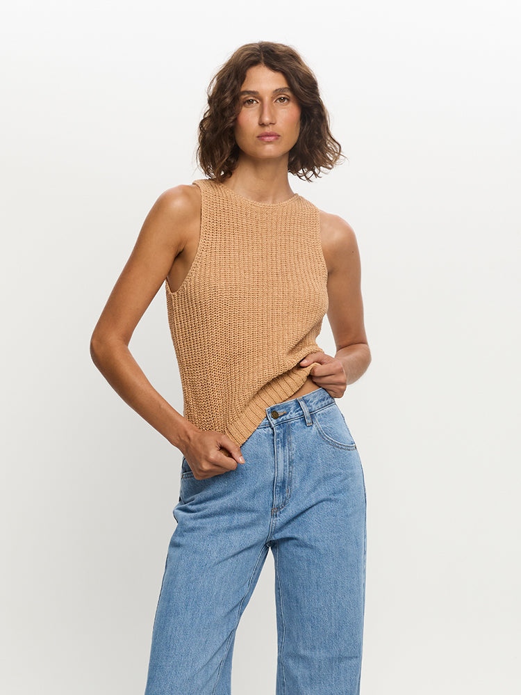 Ivy Knit Cami - Latte | Tan Tank | KIVARI – KIVARI International