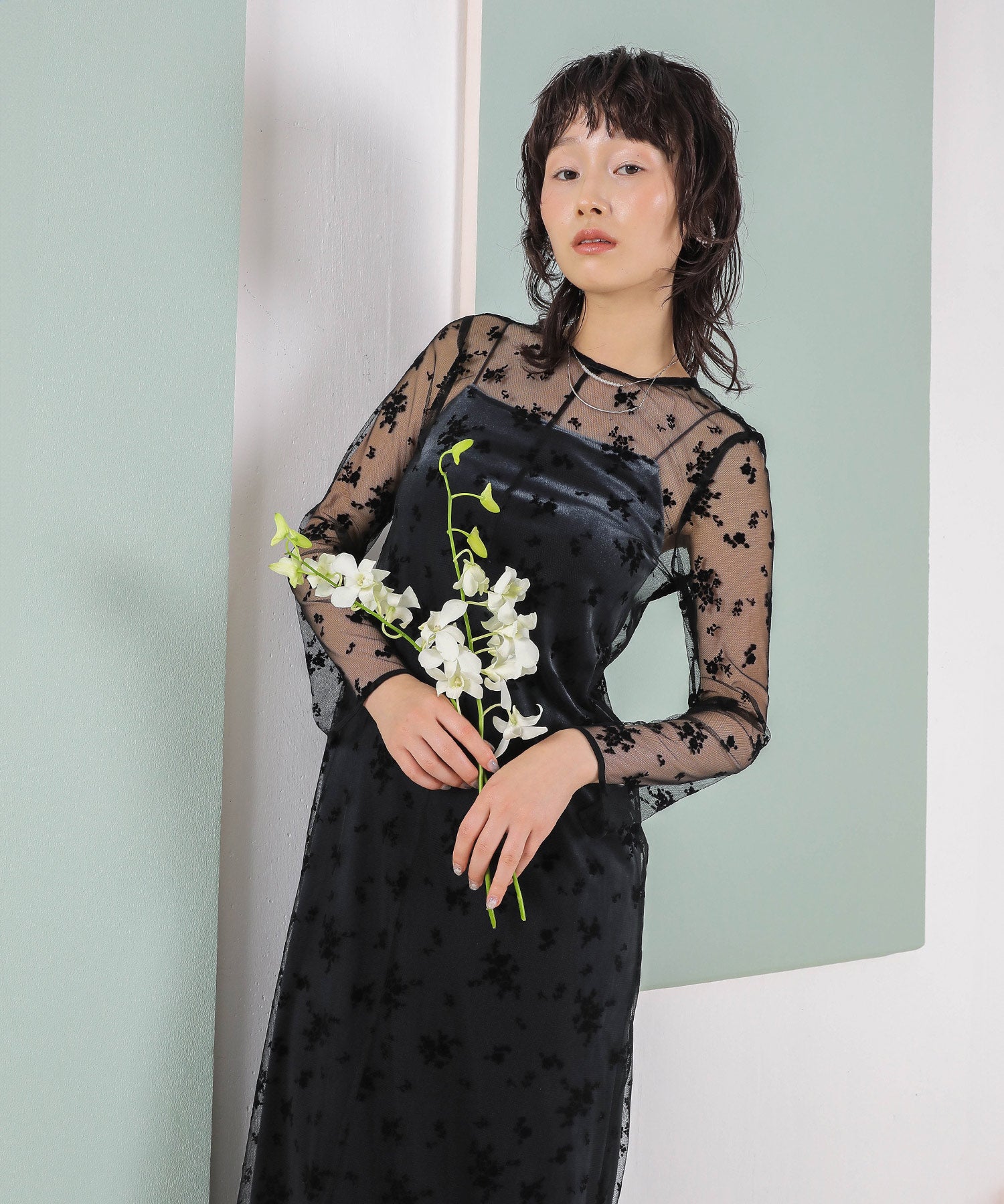 kaene 別注カラー】フロッキーベロアチュールレース 2way Iライン