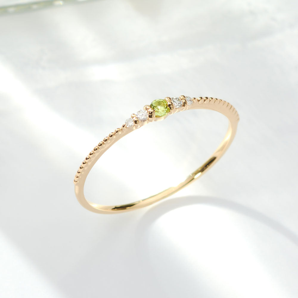 K10 誕生石 ミルデザインリング（8月：ペリドット）｜36-1818 – L&Co.