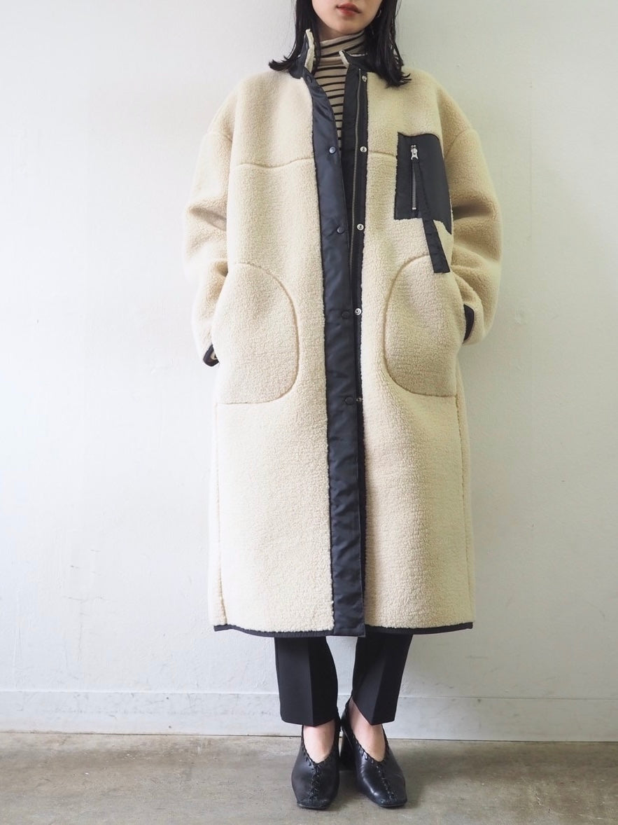 予約]ボンディングボアロングコート/アイボリー – Lumier