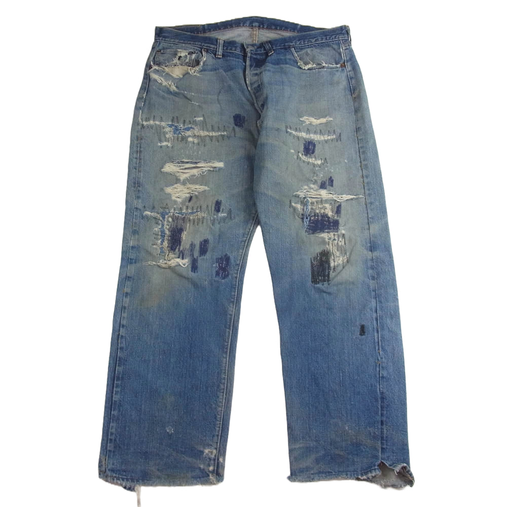 Levi's リーバイス 501 66前期 BIGE リペア ダメージ デニム パンツ