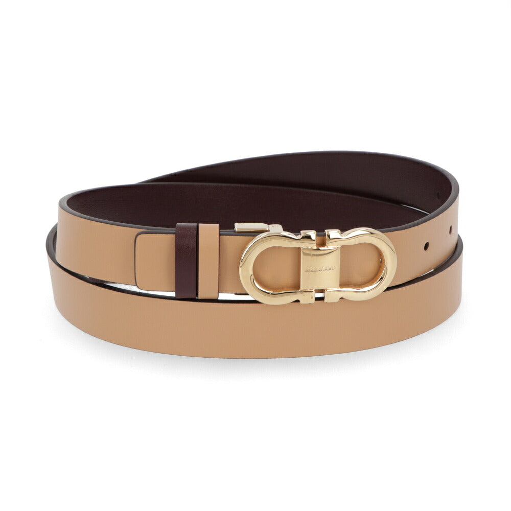 FERRAGAMO ベルト リバーシブル ベージュ×ブラウン ガンチーニ
