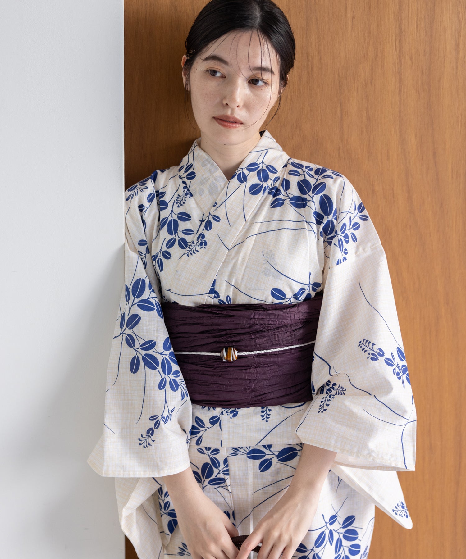 こだわり浴衣5点セット(浴衣/帯/下駄/腰紐/着付け冊子) 変わり織生地