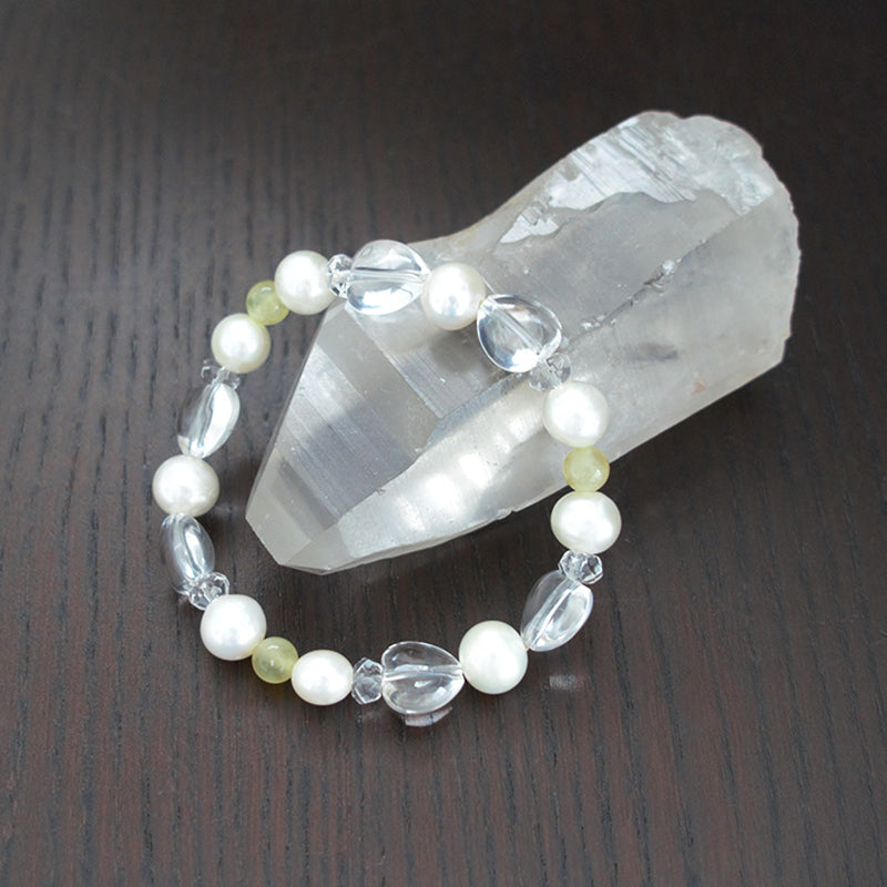 淡水パール＆イエローオパール＆水晶ブレスレット《168mm》【ポスト