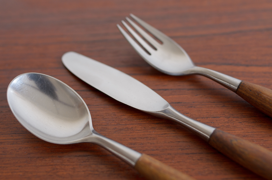 DANSK FJORD チーク×ステンレス ディナーフォーク&スプーン&ナイフ