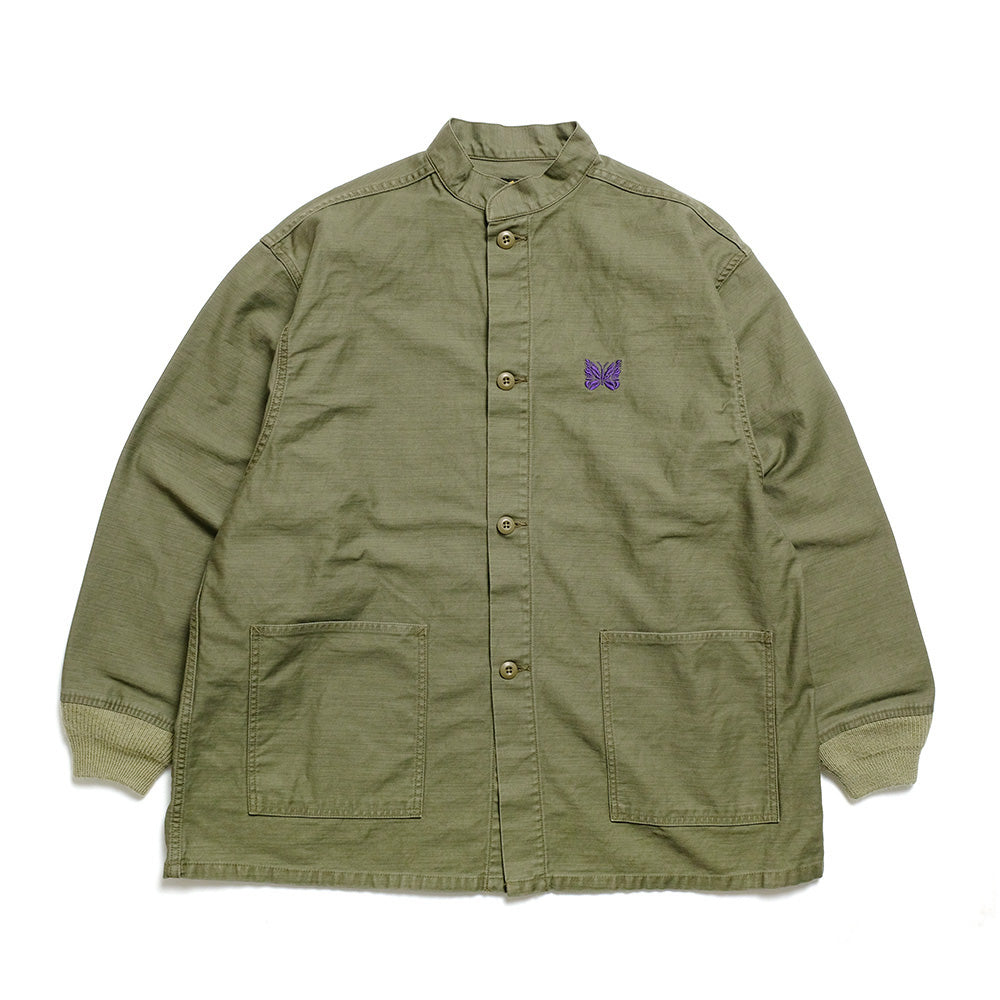 Needles - Stand Collar Army Shirt - Back Sateen - QV146 – Sun