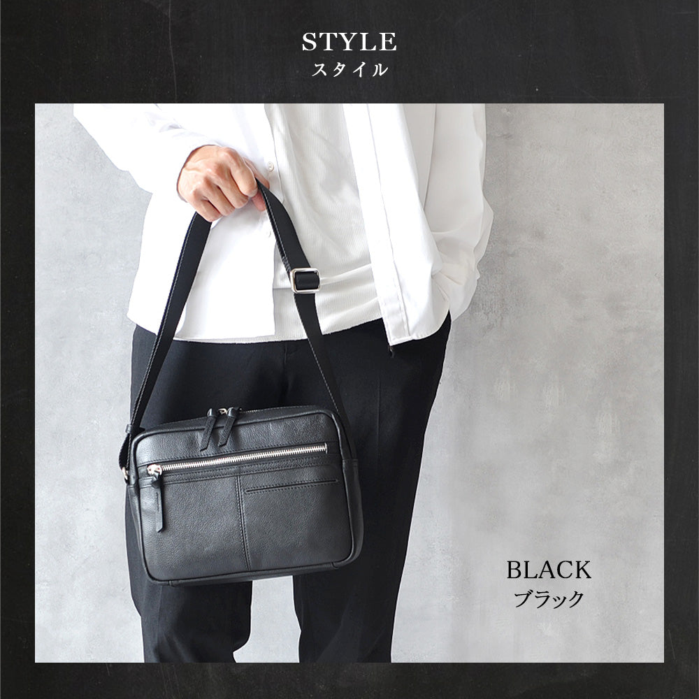 J.S Design｜JS-8004 本革 ショルダーバッグ メンズ 肩掛け レザー 大