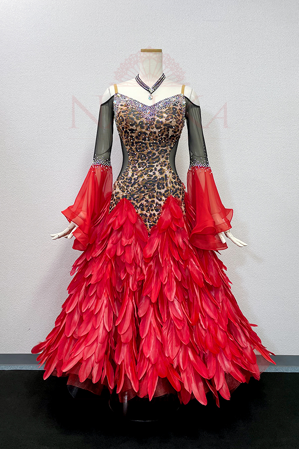 社交ダンスワンピース パーティワンピース ソシアルダンス コーラル 準