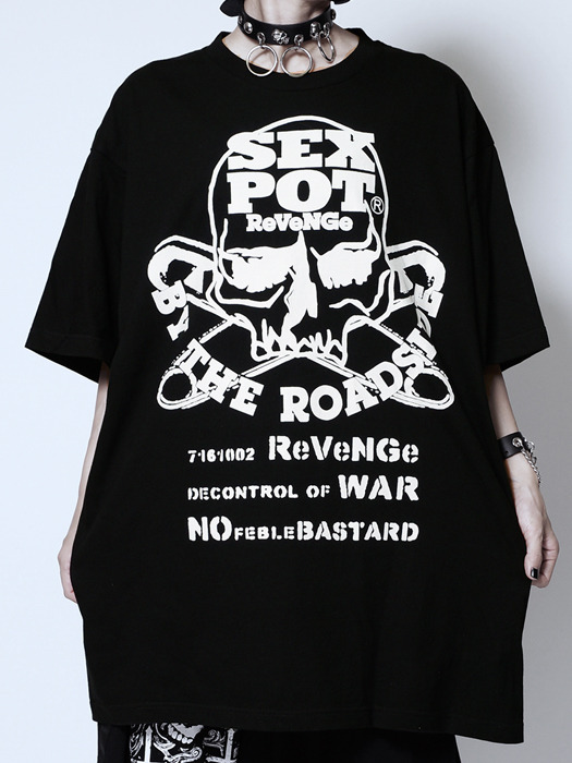 SEX POT ReVeNGe ペイント チェーン 安全ピン ジッパー Tシャツ 安
