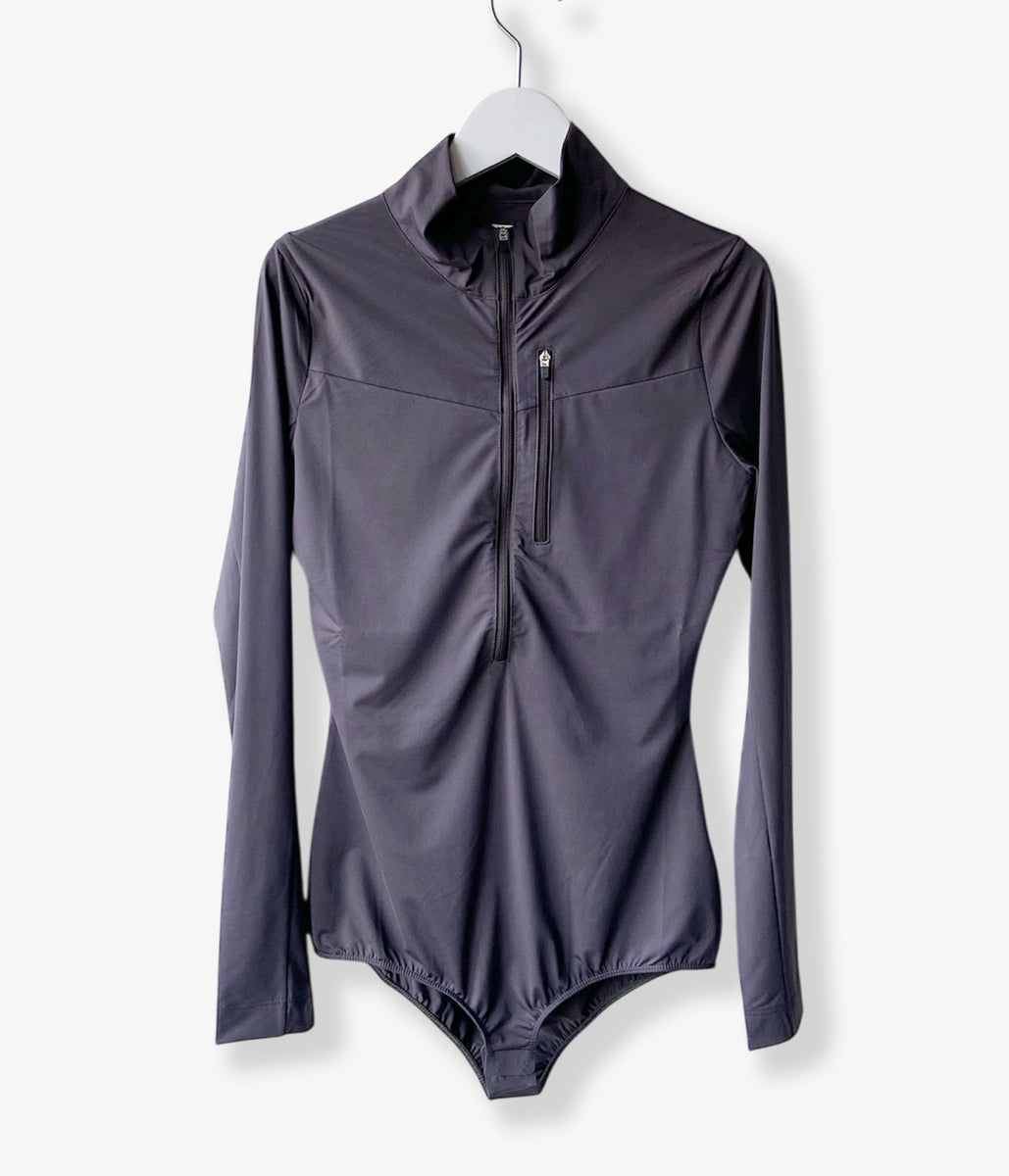 FUMIKA_UCHIDA/NYLON JERSEY HALF-ZIP BODYSUIT(TAUPE)