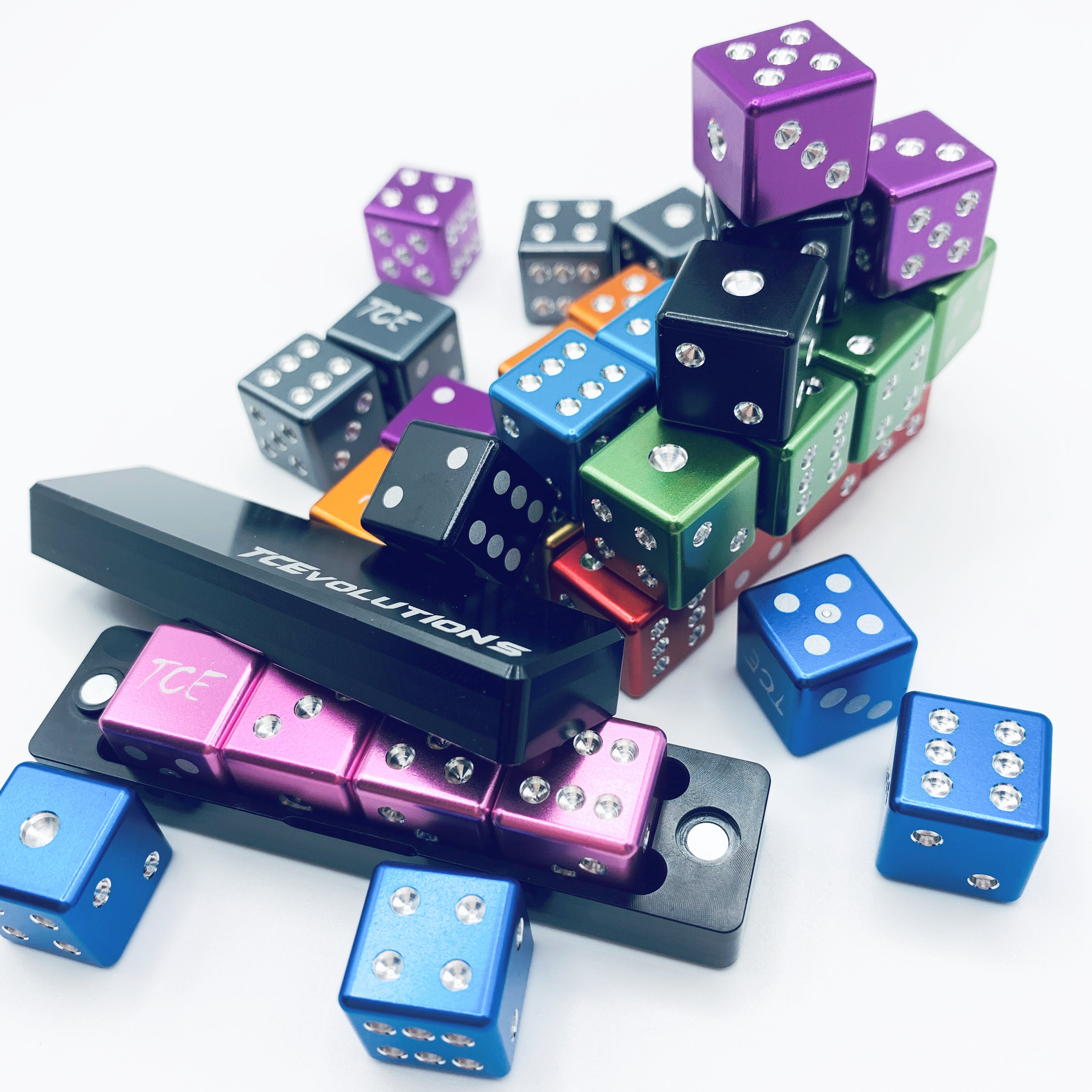 Machine Drilled D6 Dice Set with Case Metal Damage Counter Marker