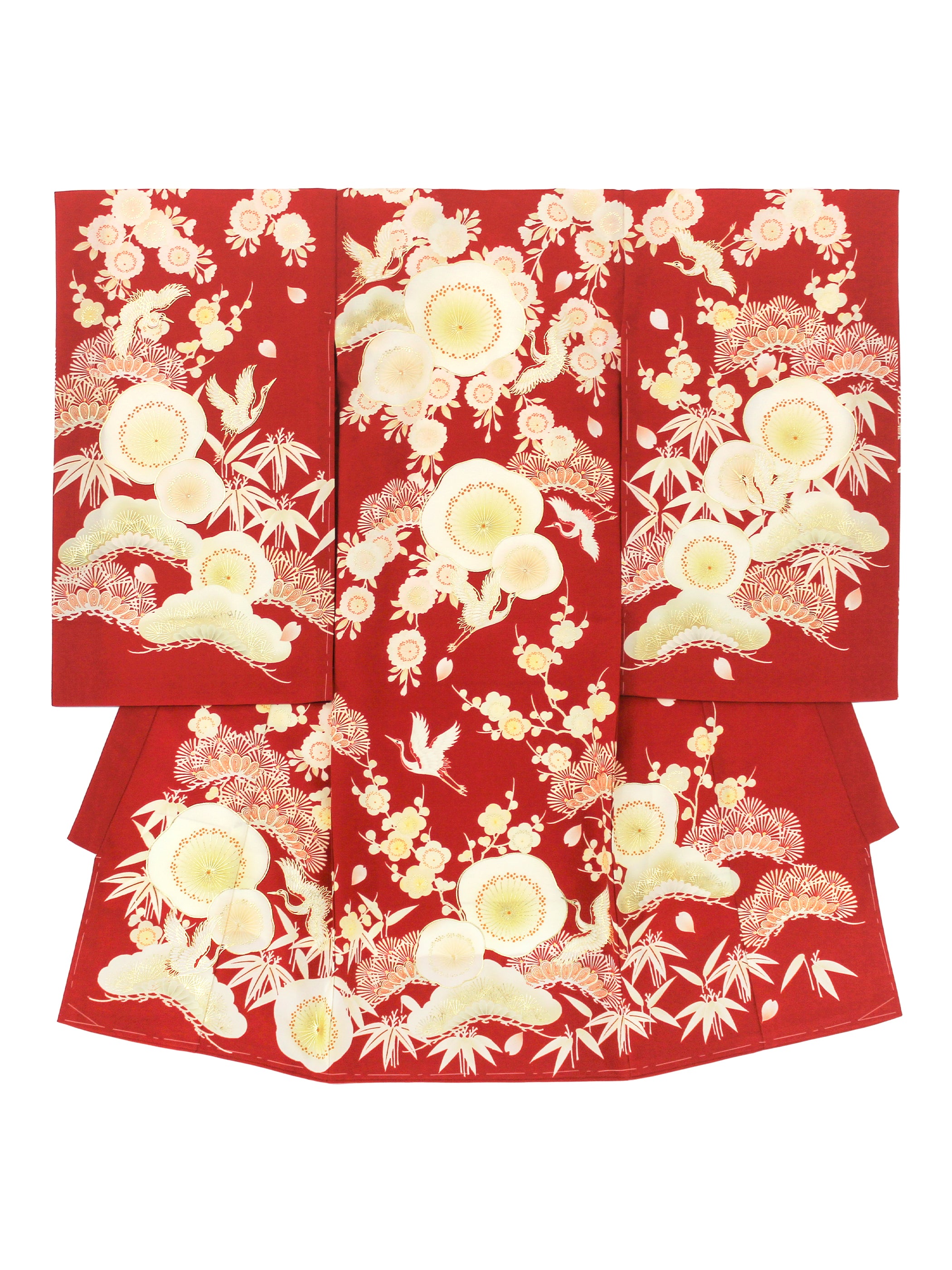 これ以上下げません。日本橋竺仙 絹紅梅 グリーンレア色レア柄 橘 反物