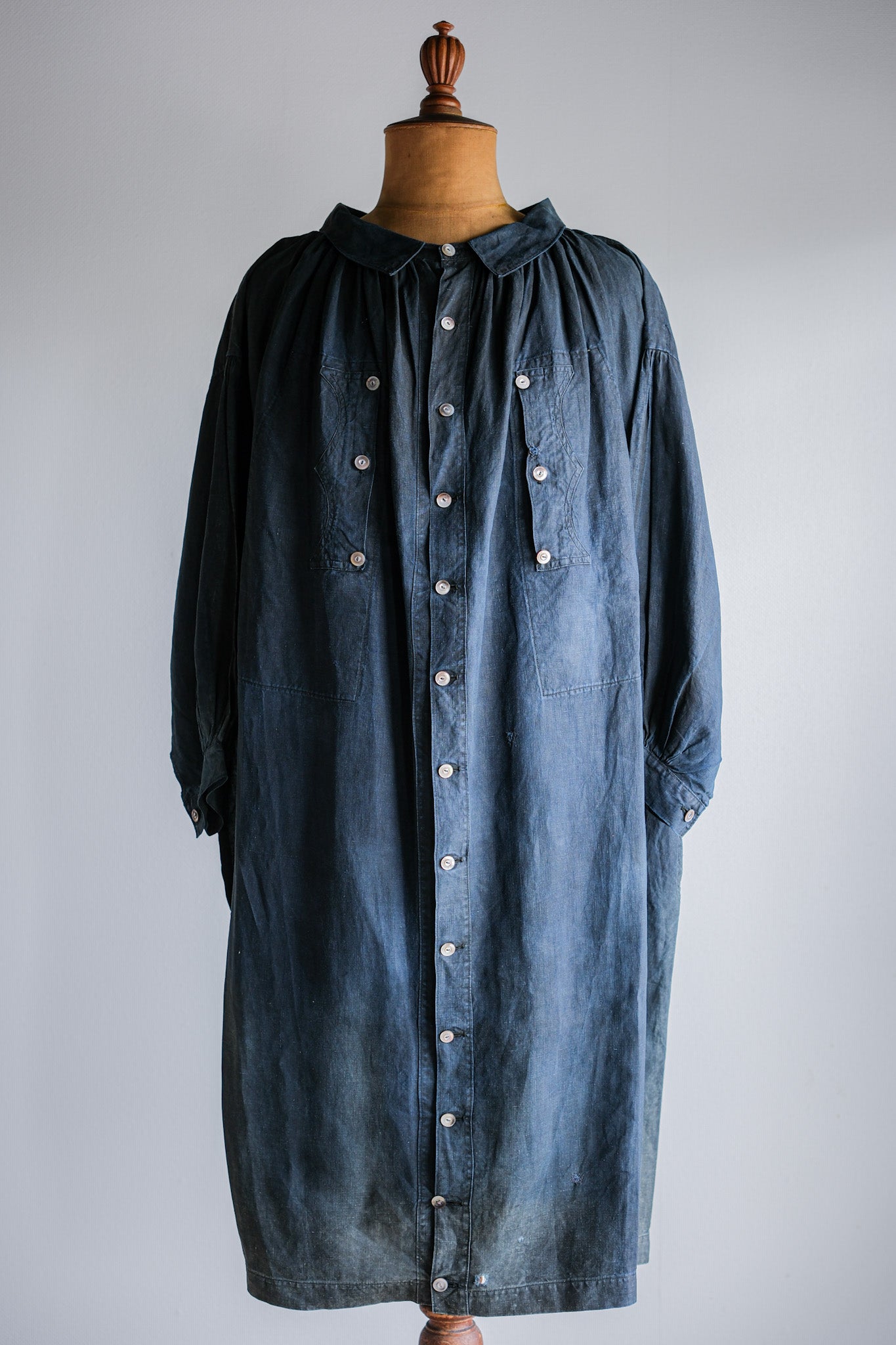 Early 20th C】French Antique Indigo Linen Smock 