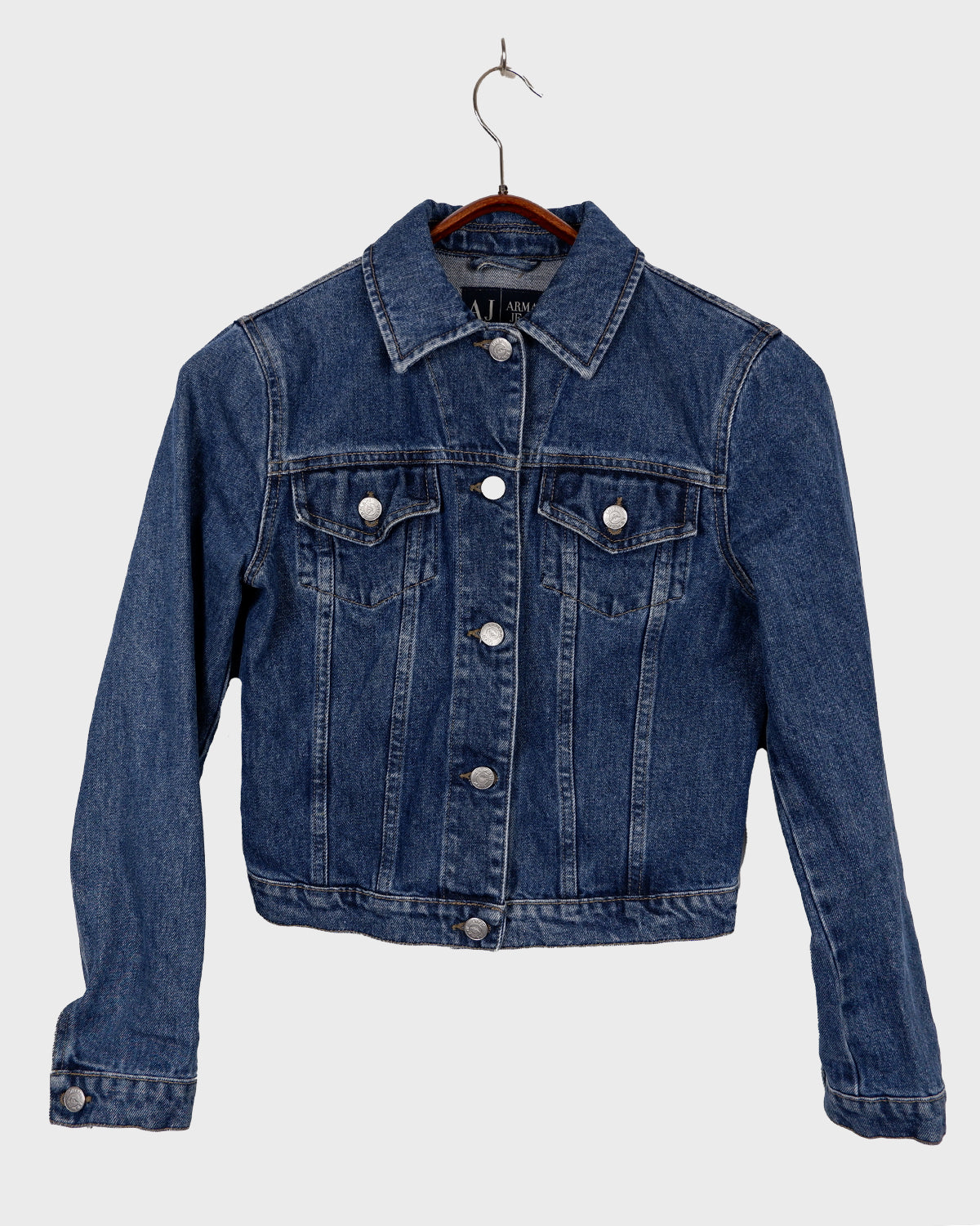 Vintage 90s Y2k mid blue AJ ARMANI JEANS denim jacket | XXS-XS