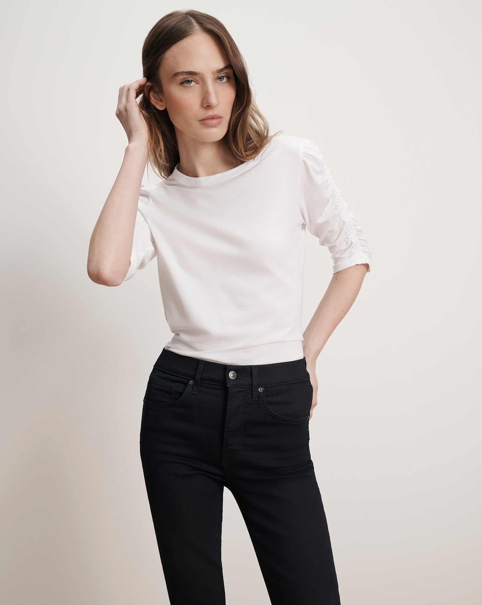 Waldorf Ruched-Sleeve Tee | Veronica Beard