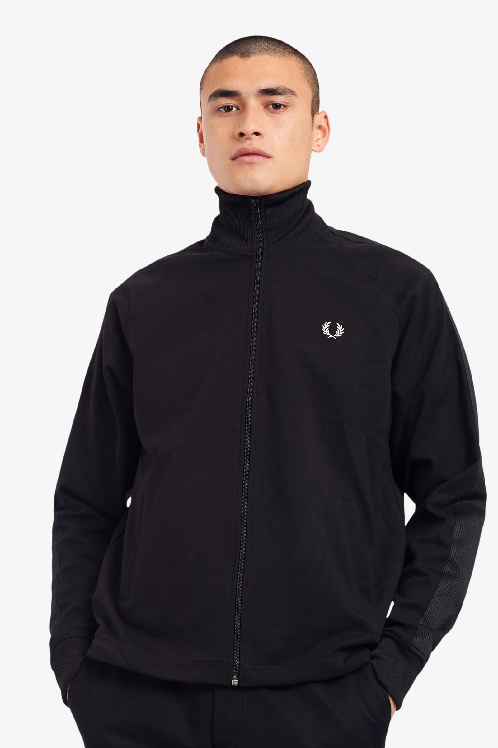 BLACK TONAL TAPE TRACK JACKET – Posers Hollywood