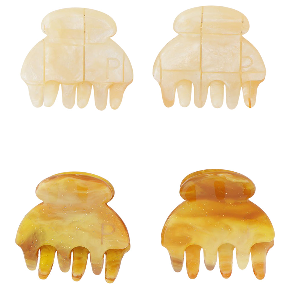 petit petit hair clip earth brown＆beige pearl stone – POTETE