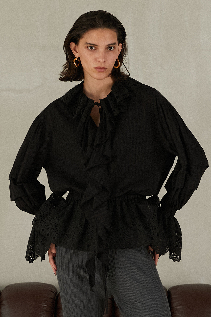 Embroidered Ruffled Blouse