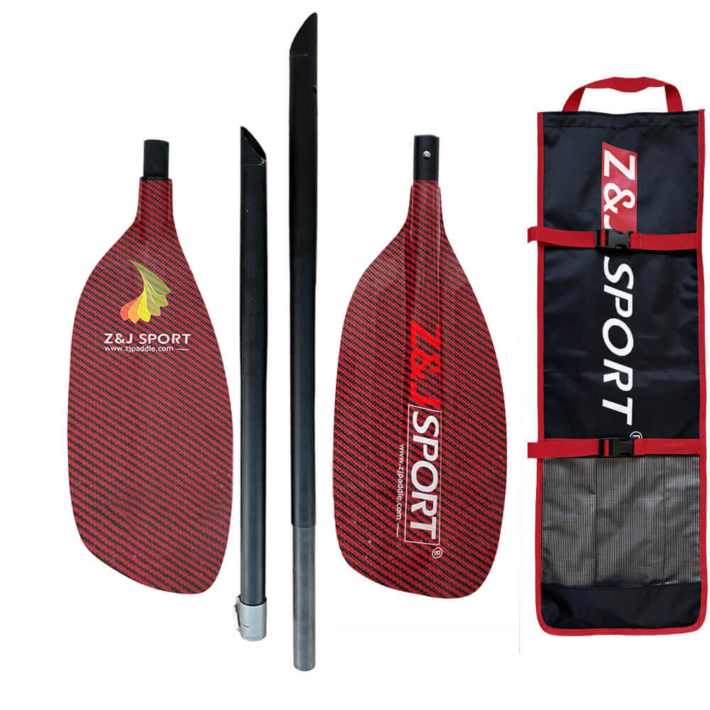 ZJ Full Carbon/Fiberglass Whitewater Paddle With 4-piece Straight
