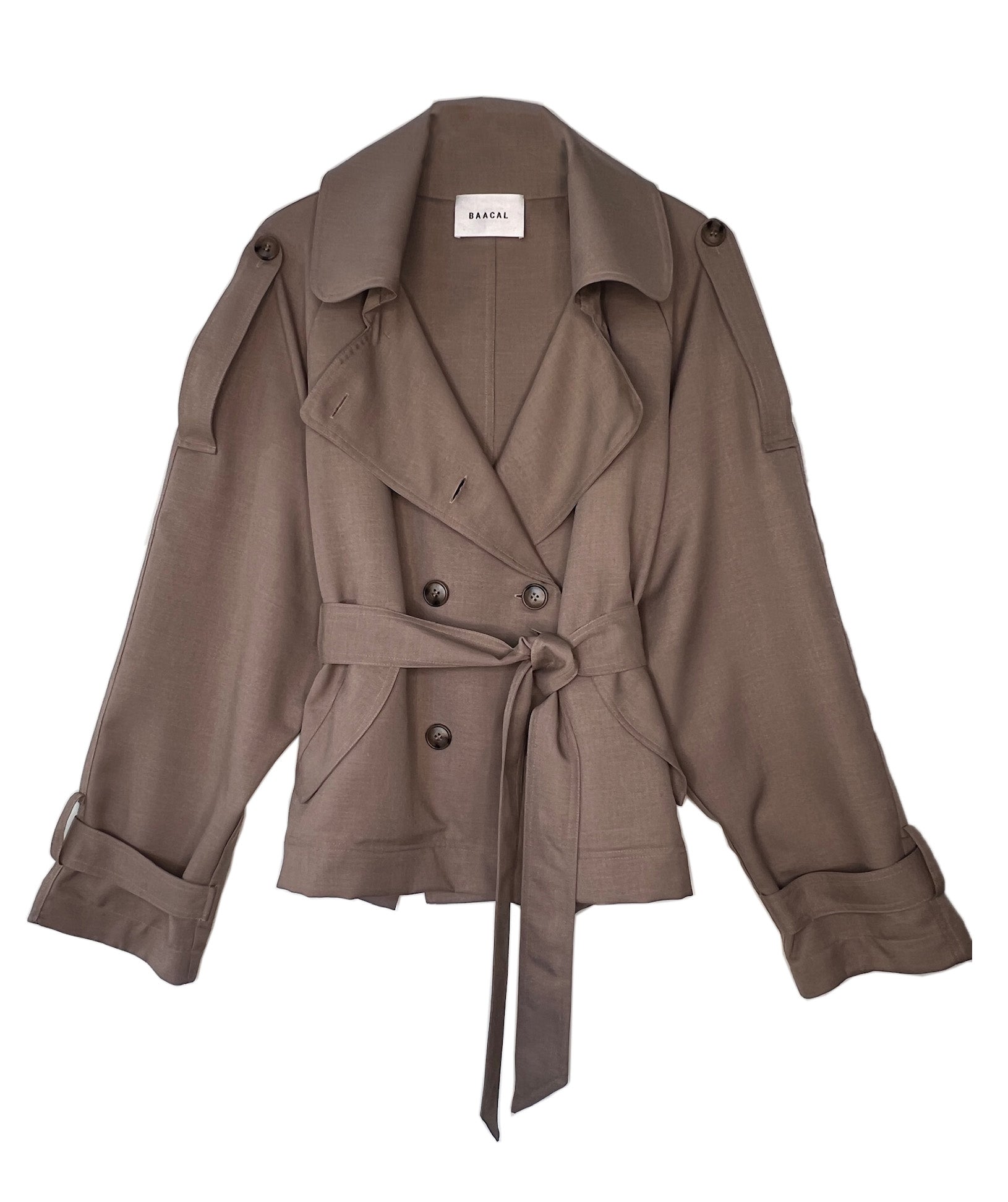 Julia Short Trench Coat- Taupe Wool – Baacal