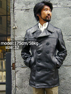 SCHOTT [ショット] 140 LEATHER DOUBLE P-COAT ブラック-Jalana